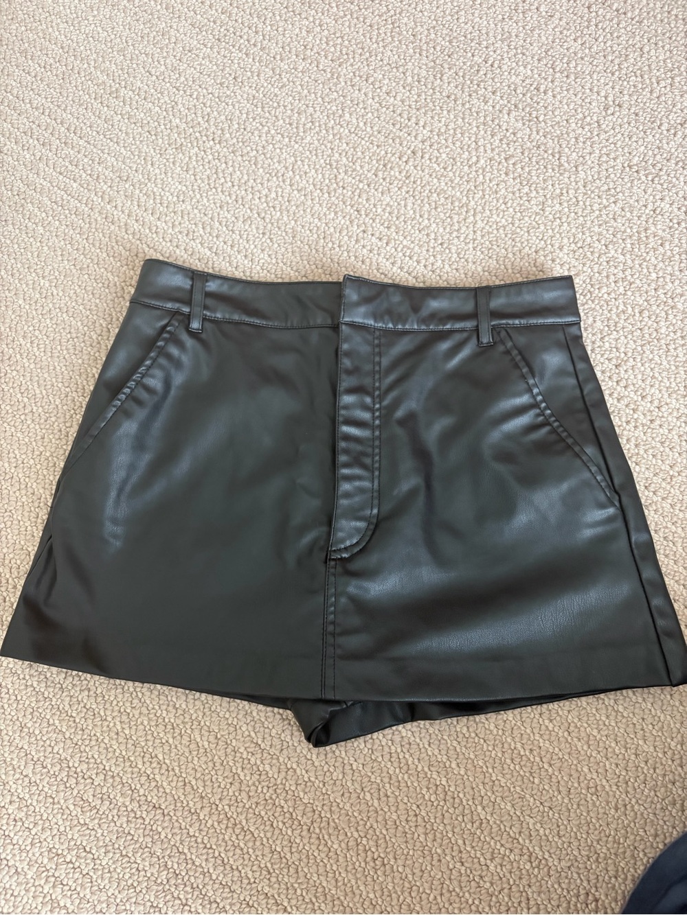 Zara Black Faux Leather Skort